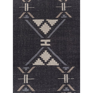 พรมขนสัตว์ลายเรียบสีเทาและสีดำแบบเบดูอิน ลายเรขาคณิตสำหรับตกแต่งบ้าน-SDWL-905 - Product Image 3