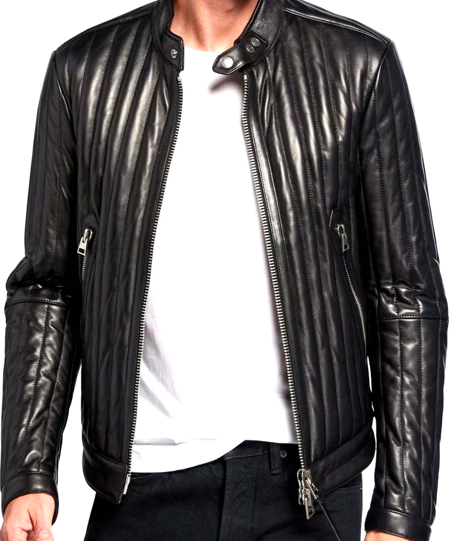 Vertical Trending OEM Custom Handmade Biker Style Leather Jacket for Men for winter warm and windproof