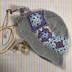 Unisex European American Style Hand Embroidery Bucket Hat 100% Milk Cotton <b>Yarn</b> New Pattern Checkered Design Daily Party Spring - Product Image 1