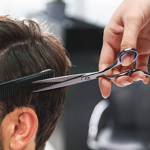 Ciseaux de barbier droits pour droitiers, robustes, à lame tranchante, en acier inoxydable de haute qualité, légers, 32 dents, taille moyenne - Product Image 3