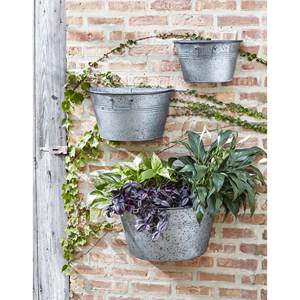 Set of 3 Galvanized Half Bucket <b>Wall</b> <b>Planters</b> Indoor Hanging Vase for <b>Garden</b> Design Home Decor Flower Pots & <b>Planters</b> - Product Image 5