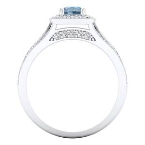 Anillo Solitario de Oro de 14K con Moissanita de Diseño Clásico REYES, Corte Redondo, 0.5 Quilates, Gema de Aguamarina, Anillos de Eternidad, Joyería Fina - Product Image 4