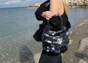 Bolsos de mano de lentejuelas hechos a mano, bolsos de mano de lujo para mujer, monederos y bolsos brillantes para mujer, bolso de moda azul - Product Image 5