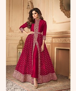 Vêtements indiens pakistanais Georgette Anarkali robes pour femmes séquence lourde travail mariage Festival porter Salwar Kameez costume ethnique - Product Image 1