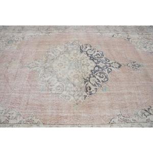 Tapis turc vintage 6,9x10,5 pi (211x320 cm), tapis persan rose - Product Image 4