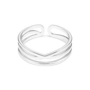 Anillo de declaración ajustable abierto cruzado de tres capas de oro sólido impermeable minimalista de moda de 14K para mujeres y hombres banda lisa para fiesta - Product Image 2