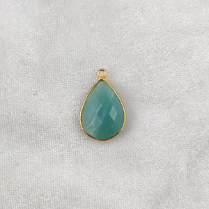 Pierres précieuses en Amazonite naturelle, coupe à facettes, poire, taille 18x13mm, Vermeil doré, ensemble de lunette en argent Sterling 925, pendentif poire, pendentifs breloques - Product Image 4