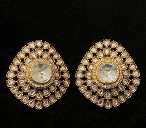 Pendientes Kundan de Latón Chapado en Oro de la Mejor Calidad, con un Aspecto Tradicional y Moderno, Ideales para Bodas y Fiestas, para Mujeres y Niñas - Product Image 2