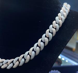 Cadena Cubana de Plata de Ley 925 Chapada en Oro con Moissanita VVS Estilo Popular, Joyería Masculina de Moda Hip Hop, India - Product Image 2