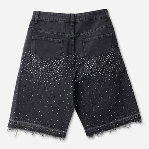 Pantalones cortos de mezclilla con diamantes de imitación para hombre, nuevo diseño, calidad superior, color liso, precio al por mayor, pantalones cortos vaqueros deportivos para hombre a la venta en línea - Product Image 5