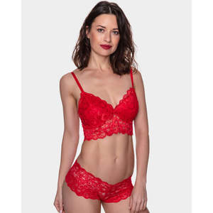 High Quality Comfortable 650 <b>Padded</b> <b>Bralette</b> Set Triangle Cup Black/Red Lace Decoration Bow ODM Supply Custom Logo Print - Product Image 4