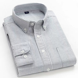 Men's Slim Fit <b>Dress</b> <b>Shirts</b> Striped Pattern 100% Cotton Oxford Poplin Anti-Wrinkle Eco-Friendly Full Sleeve Summer Business - Product Image 5