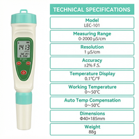 Testeur de conductivité numérique portable Chemins, stylo testeur EC 0-2000 µS/cm, précision 2%, OEM/ODM LEC-101 pour l'eau potable et les piscines