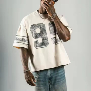 Camisetas Clásicas y Elegantes para Hombre, Estilo Vintage, 300g, 100% Algodón Tejido, Corte Holgado, Estampado 3D con Patrón - Product Image 4