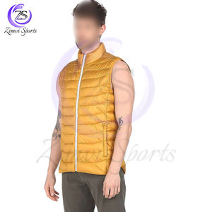 Premium Quality Zip Up Loose Casual Streetwear Quilted Coats Custom Made Yellow Warm Sleeveless Oversized Trendy Puffer <b>Vest</b> - Product Image 3