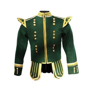 เสื้อแจ็คเก็ตเด็กสปริงมาร์ชชิ่งแบนด์สีแดง แต่งขอบด้วยเชือกสีทอง คอตั้ง สไตล์แบ็กไพเพอร์ - Product Image 1