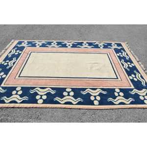 Alfombra de 6.3x8.8 pies, Alfombra Turca Vintage, Alfombra a Cuadros Azul - Product Image 3