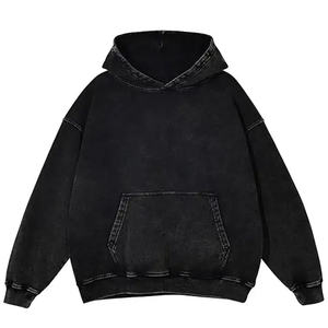 Haute qualité imperméable poids lourd 100% coton polaire tissu hommes surdimensionné pull à capuche hiver doublé personnaliser lavé à l'acide - Product Image 1