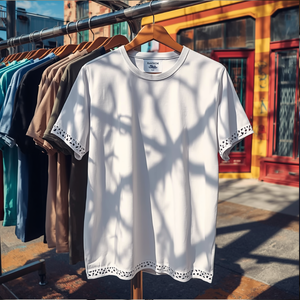T-shirt formel pour homme en coton tricoté 100% avec ourlet brut et bordure à œillets, motif anti-plis, doux - Product Image 3