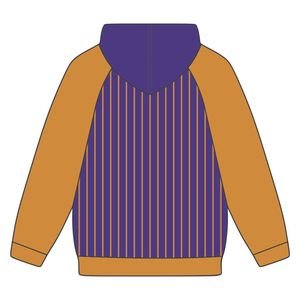 Pinstripes Design Omega Fraternity Hoodie <b>Purple</b> with Old Gold Raglan Sleeves Chenille Logo Divine Nine Founding Year 19XX - Product Image 3
