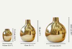 ชุดแจกันดอกไม้โลหะสีทองมันวาว3ชุดภาชนะตกแต่งทรงกลมที่ทันสมัยสำหรับตกแต่งบ้านสำนักงานและโรงแรม - Product Image 6