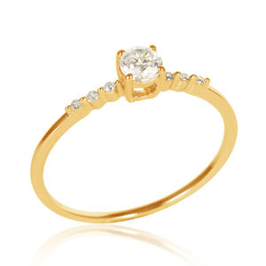 Anillo de Bodas de piedra blanca de circón de Plata de Ley 925 minimalista chapado en oro de diseño de lujo - Product Image 5