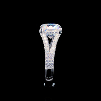 Premium-Kissenfassung mit im Labor gezüchtetem Diamantring aus 14 Karat massivem Gelbgold, glänzend poliertem Band, 1 Karat Verlobungsring, edler Schmuck.
