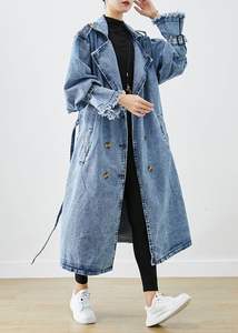 Veste en jean longue classique pour femmes Chic surdimensionné palangre polyvalent genou à la mode superposition essentiel Vintage Streetwear - Product Image 4