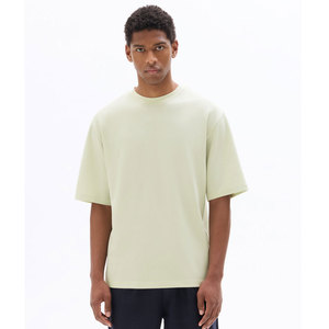 Camiseta de algodón de cuello redondo para hombre, corte holgado, premium, gruesa y lisa - Product Image 1