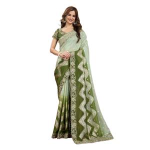 Trendmalls Jacquard seda bordado mujer Sari blusa sin costuras pieza () para verano invierno indio paquistaní - Product Image 1