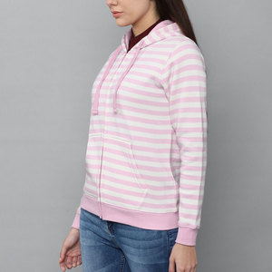 Offre Spéciale mode sweat à capuche pour femmes tissu respirant à manches longues côté dépouillé fermeture éclair cordon Production en vrac OEM - Product Image 3
