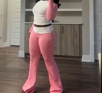 Ensemble de vêtements décontractés pour femmes, tricot patchwork, coupe régulière, taille haute, au-dessus du genou, haut court, leggings, motif uni