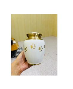 Urna para Mascotas de Latón Blanco Dorado Estilo Americano de Brassworld India, Capacidad de 220 Pulgadas Cúbicas, Diseños Personalizables - Product Image 3