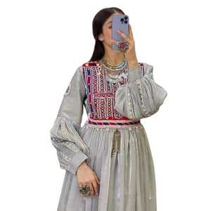 ชุดเดรส kuaghani วินเทจชนเผ่าอัฟกานิสถาน/ปากีสถานที่ต้องการมากที่สุดมีกระดุมซิปเอวธรรมชาติ - Product Image 1