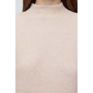 Blusa Casual Beige con Cuello Redondo y Manga Corta para Mujer, Talla XL, Tejido Satinado con Volantes en la Parte Delantera, para Fiestas, Verano, Otoño, Primavera, Viscosa 220g - Product Image 4