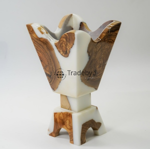 Brûleur d'encens décoratif en bois et résine Modern Mubkhar pour Bakhoor et huiles essentielles par Tradebyd - Product Image 4