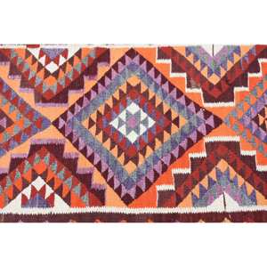 Étnico naranja marrón 3X9,5 pies lana viscosa clásica alfombra turca patrón de retazos sala de estar alfombra látex rectángulo pasillo - Product Image 5