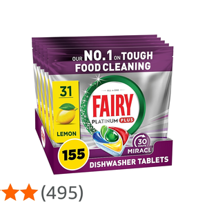 Pastillas para Lavavajillas Fairy 30 Minute Miracle Platinum Plus, 5x 31 Cápsulas, Fairy N.1 en la Limpieza de Alimentos Difíciles, Limpiador de Lavavajillas - Product Image 1