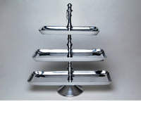 Support à gâteau de qualité supérieure DCP DC-MC534 à 3 niveaux en métal argenté poli de qualité alimentaire, design moderne, grand modèle, avec logo personnalisé OEM/ODM