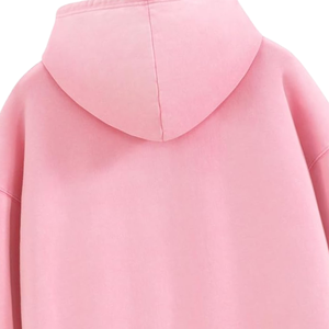 Sweat-shirt à capuche rose clair délavé à l'acide, pull oversize vintage en molleton doux, streetwear, mode d'hiver pour hommes et femmes - Product Image 4