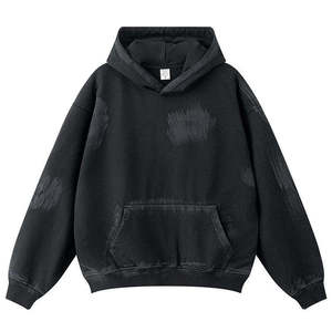 Haute qualité personnalisé couleurs unies en relief brodé perlé 100% coton pull à capuche pour unisexe automne - Product Image 3