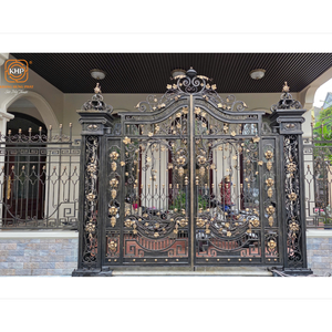 KHP <b>Top</b> Sale Wrought Iron Driveway Gates Luxury Design Waterproof Rotproof Galvanized For Outdoor Security Made In Vietnam. - Product Image 3