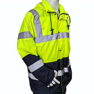 Veste de travail tactique personnalisée jaune Hivi haute visibilité réfléchissante argentée imperméable à capuche Softshell avec doublure en polaire - Product Image 2