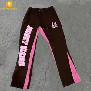 Flare Pants Stylish Vintage Sporty Print Preppy Letter Contrast Colorblock Public Street Outdoors Winter Casual Wear <b>Elastic</b> - Product Image 5