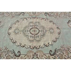 Alfombra turca Vintage clásica Beige verde 5,4X8,9 pies área grande Patchwork lana con respaldo de látex para pasillo o dormitorio - Product Image 5