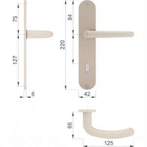 Juego de manillas para puertas y ventanas Denver E1310Z/302 de acero inoxidable con placa larga F69 OB 72 mm DIN Izquierda/Derecha HOPPE - Product Image 2