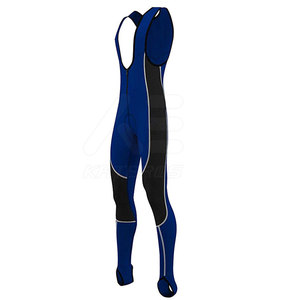 Pantalones de Ciclismo con Tirantes para Hombre, Color Azul y Negro, con Bloques de Color, Transpirables, Ajustados, Largos, Material de Spandex y Nailon - Product Image 1