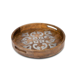 Plateau de service rond en bois de bambou de la meilleure qualité, design élégant, parfait pour la restauration rapide de table, la maison et l'hôtel. - Product Image 1