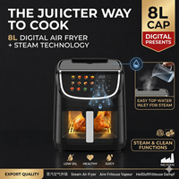 Four à vapeur et friteuse à air 8L 1800W en acier inoxydable, double chauffage, numérique, sans huile, pour cuisine domestique, promotion