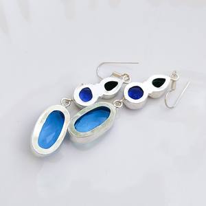 Pendientes de Piedras Multicolores de Topacio Azul Suizo Facetado, Pendientes Colgantes de Cristal Chapados en Plata 925, Joyería Boho Hecha a Mano, Regalo para Ella - Product Image 2